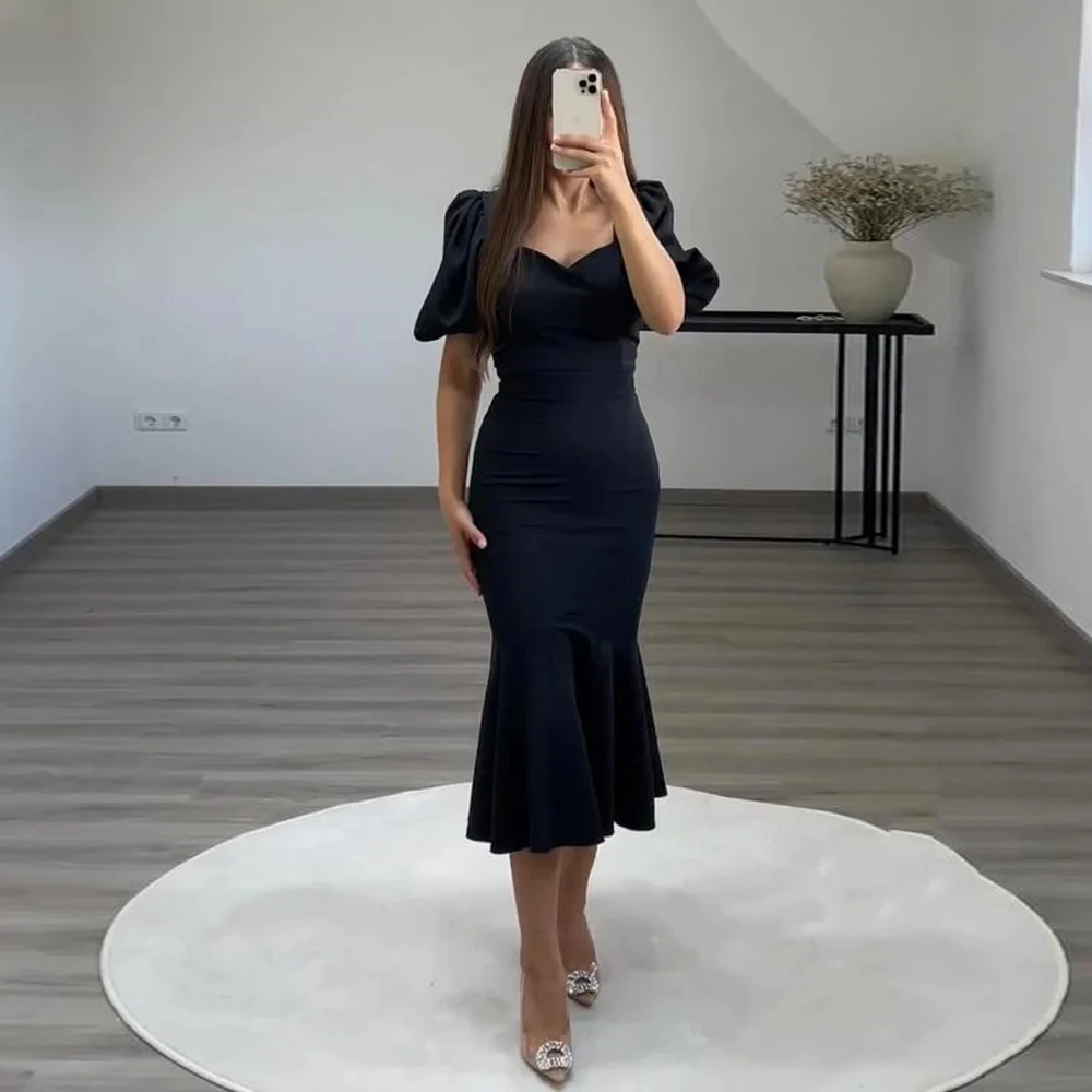New 2024 Simple Black Evening Dress Sheath Sweetheart Neck Satin Short Sleeve Party Prom Gowns Pleated Custom Vestidos De Fiesta
New 2024 Simple Black Evening Dress Sheath Sweetheart Neck Satin Short Sleeve Party Prom Gowns Pleated Custom Vestidos De Fiesta