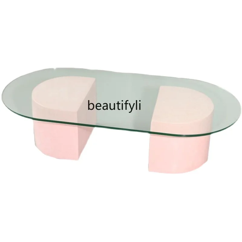 Tempered Glass Oval Solid Wood Coffee Table Home Living Room Small Apartment Simple Tea Table Pink
Tempered Glass Oval Solid Wood Coffee Table Home Living Room Small Apartment Simple Tea Table Pink