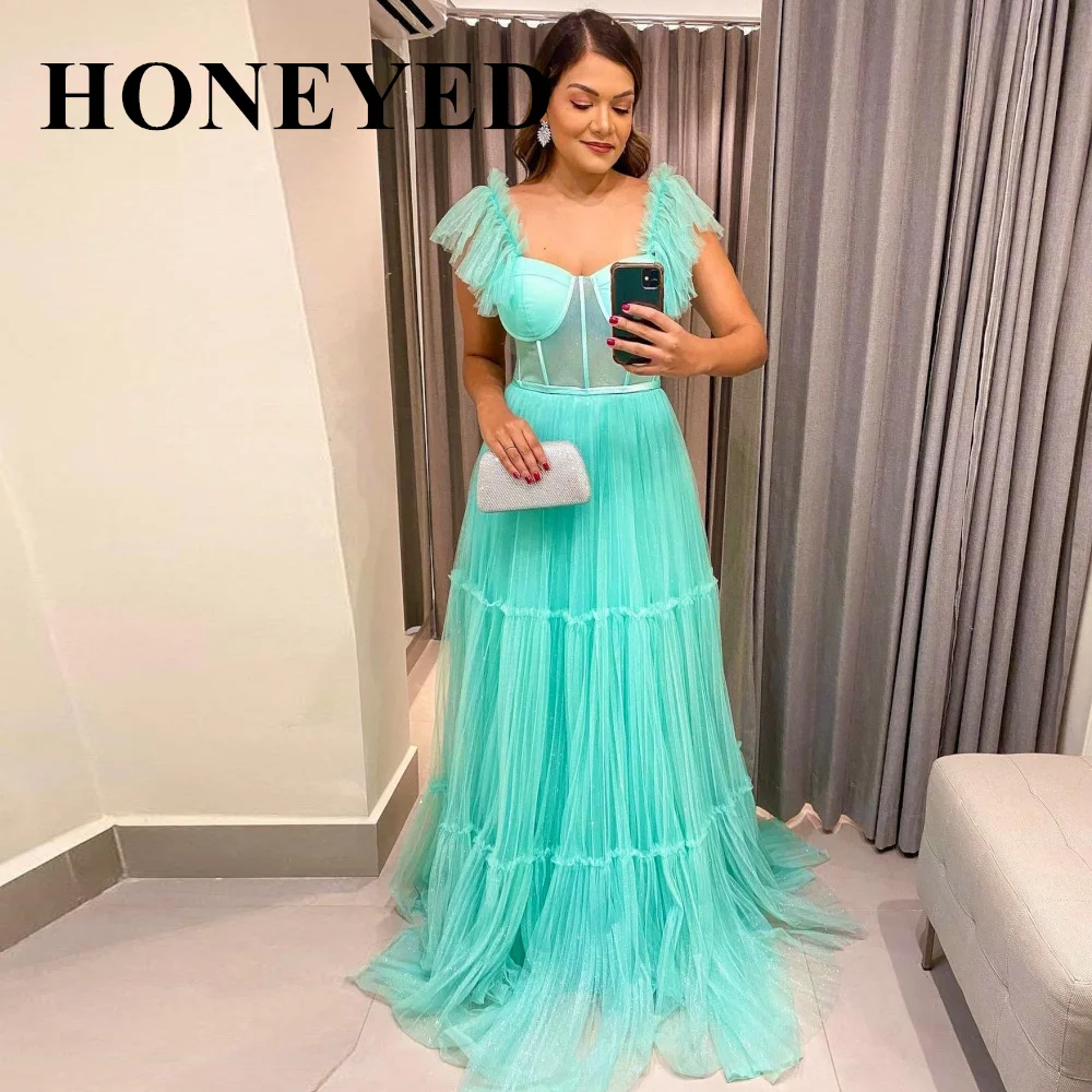 HONEYED 2024 Sleevesless Floor Length Ruffles Tulle Elegant Prom Dresses Spaghetti Sweetheart Lace Evening Formal Party Gowns
HONEYED 2024 Sleevesless Floor Length Ruffles Tulle Elegant Prom Dresses Spaghetti Sweetheart Lace Evening Formal Party Gowns