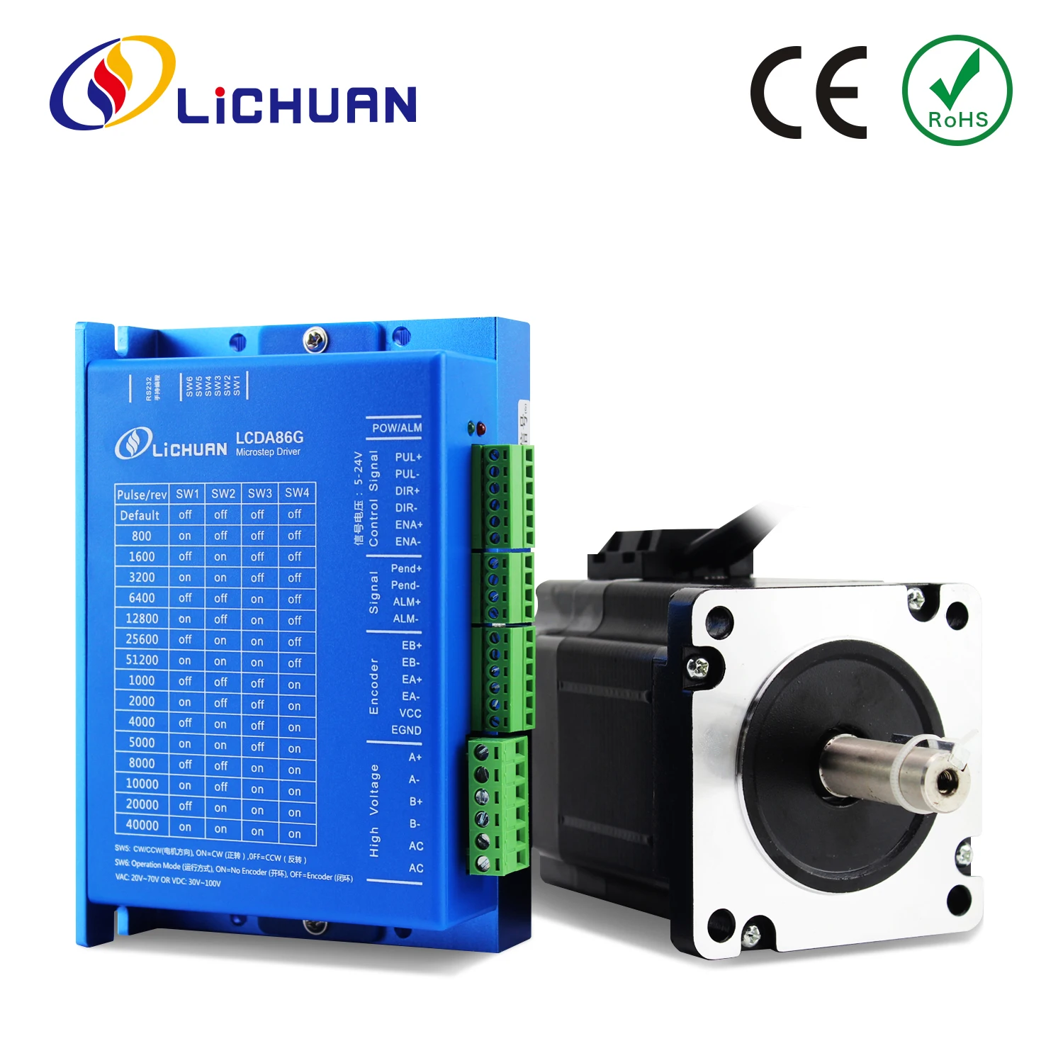 

Lichuan DC30V~100V/AC20V~70V 7.5A 12N.m Closed Loop Driver Stepper Motor Drivers 2 Phase Nema34 Closed Loop Stepper Motor Kit