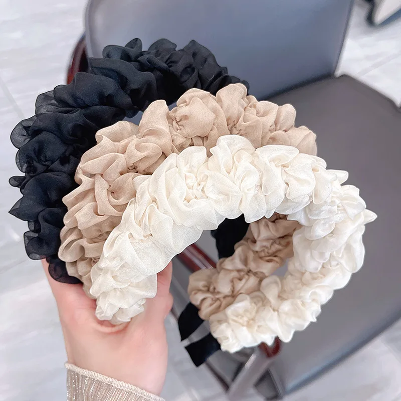 

Korean Style Sweet Fresh Princess Wind Net Silk Yarn Pleated Fluffy High Skull Top Fairy Headband