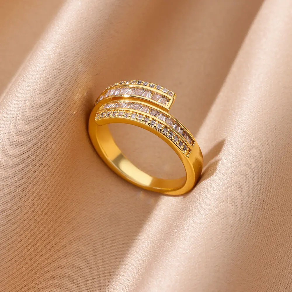 Luxury Tiny Zircon Double-layer Rings for Women Gold Plated Stainless Steel Femme Ring Fashion Geometric Jewelry Bijoux Femme
Luxury Tiny Zircon Double-layer Rings for Women Gold Plated Stainless Steel Femme Ring Fashion Geometric Jewelry Bijoux Femme