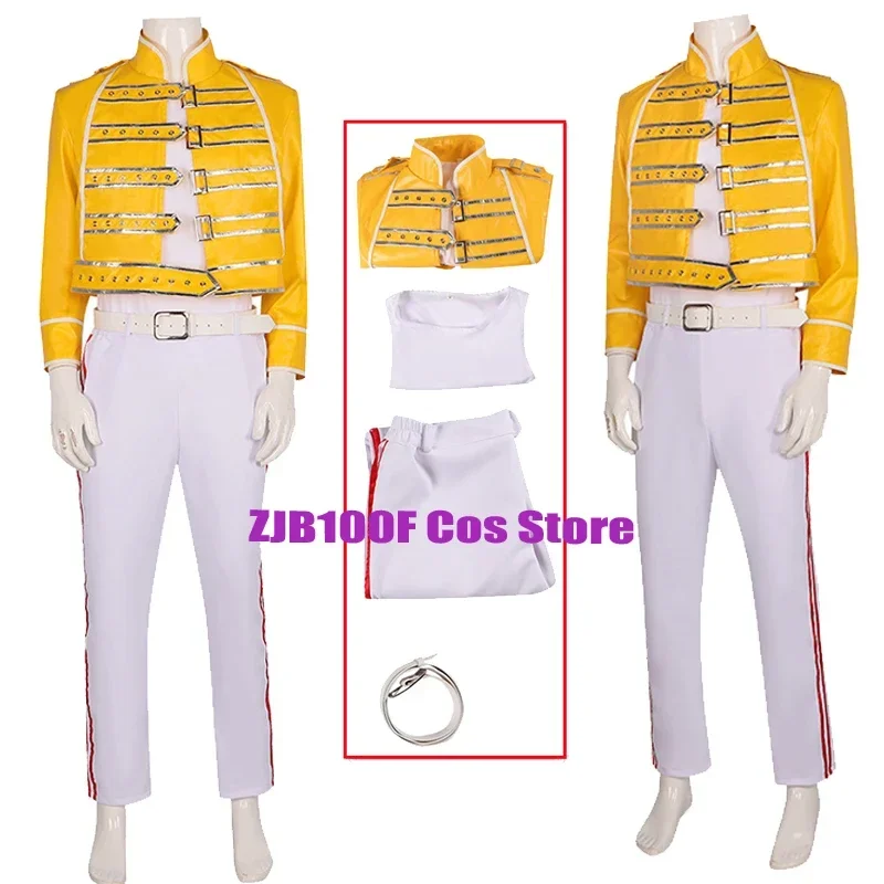 

Команда королевы вокала Freddie Mercury косплей аниме костюм Желтое Пальто Униформа костюм Хэллоуин искусственная ролевая игра одежда для мужчин