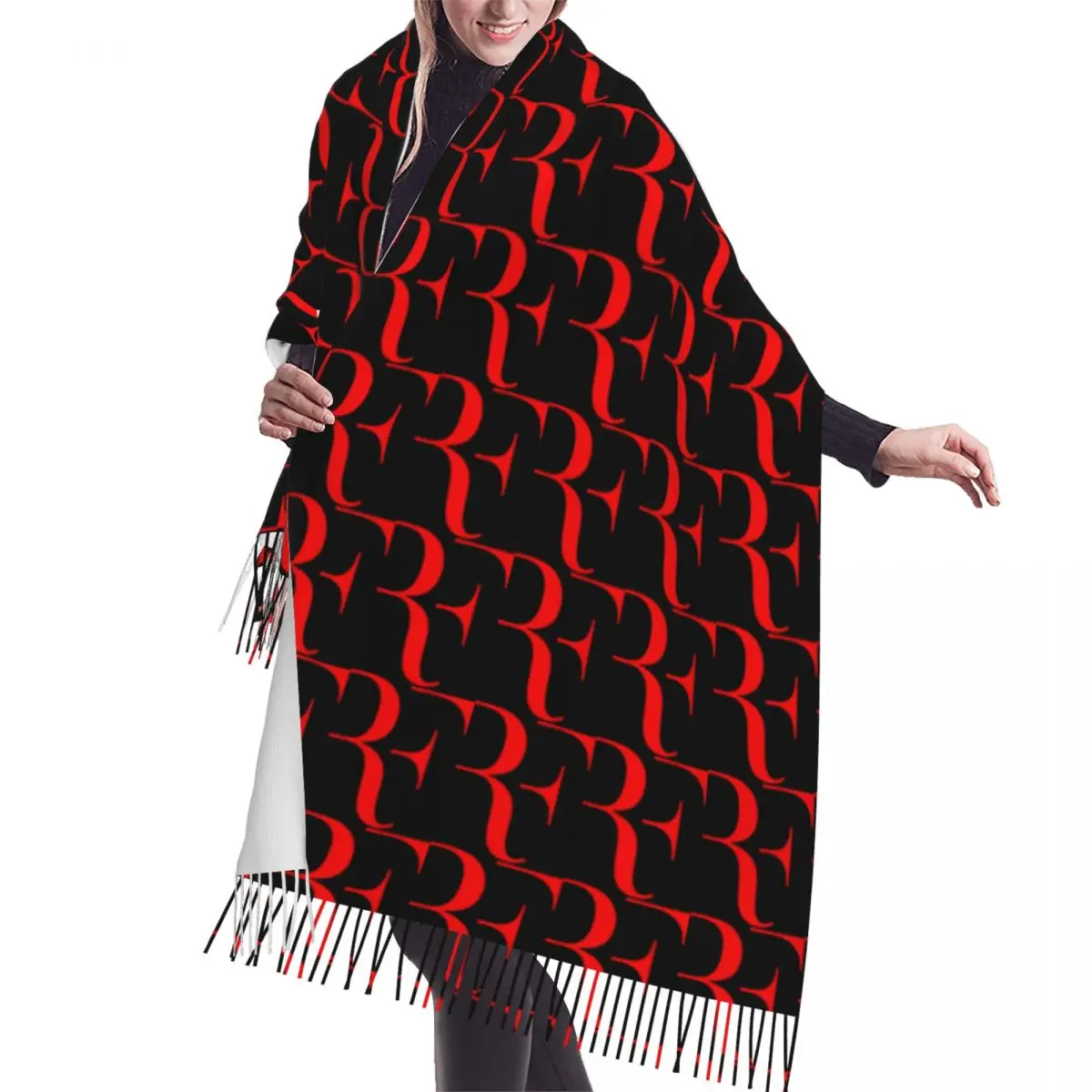 

Personalized Printed Red Federer Tennis Stars Scarf Women Men Winter Warm Fashion Versatile Famale Scarves Shawls Wraps