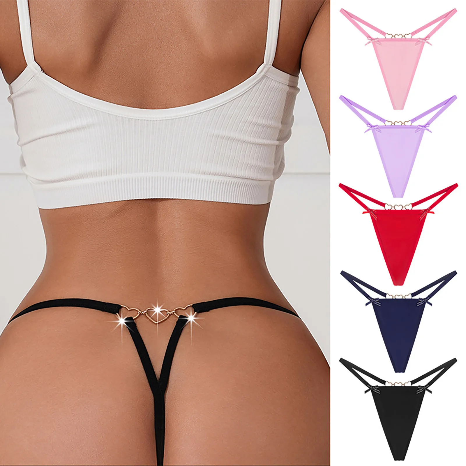 European And American Women's Thong Hot And Sexy Love Chain Bow Tie Low Waisted Seamless Women's Cotton Underwear High Cut
European And American Women's Thong Hot And Sexy Love Chain Bow Tie Low Waisted Seamless Women's Cotton Underwear High Cut