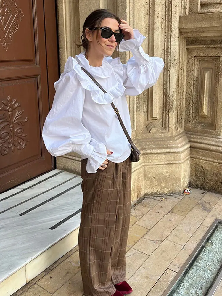 Spring Solid Doll Collar Ruffles T-shirt For Women Fashion O-neck Long Sleeve Loose Soft Blouse Lady 2024 New Commute Streetwear
Spring Solid Doll Collar Ruffles T-shirt For Women Fashion O-neck Long Sleeve Loose Soft Blouse Lady 2024 New Commute Streetwear