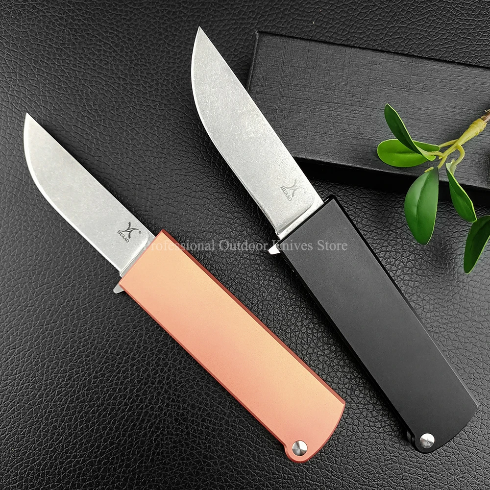 

New HUAAO Pocket Knife T6 aluminum Handle Tactical 3.15" D2 Steel Self Defense Flipper Blade Knife Hunting Survival Tools EDC