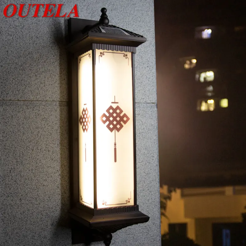 

OUTELA Solar Wall Lamp Outdoor Creativity Chinese Knot Sconce Light LED Waterproof IP65 for Home Villa Balcony Courtyard
