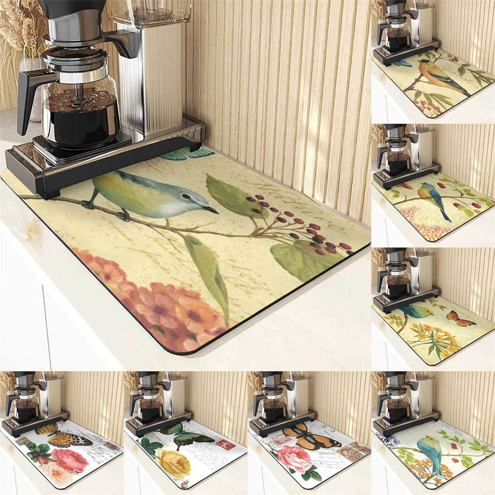 

Cartoon Animal Style Absorbent Drying Mat For Kitchen Cup Mat Birds Printing Tableware Table Mats Coasters For Coffee Placemat