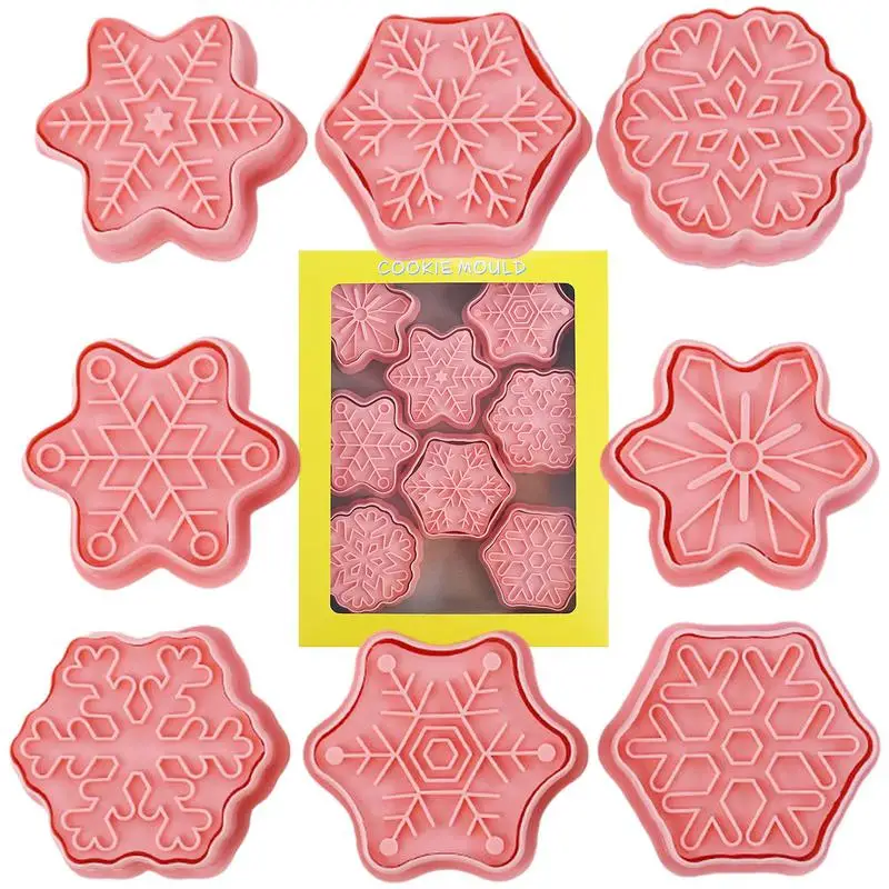 

Snowflake Cookie Cutters 8pcs Christmas Cookie Molds Festival Themed Biscuit Cutter Christmas Snowflake Pattern One-click