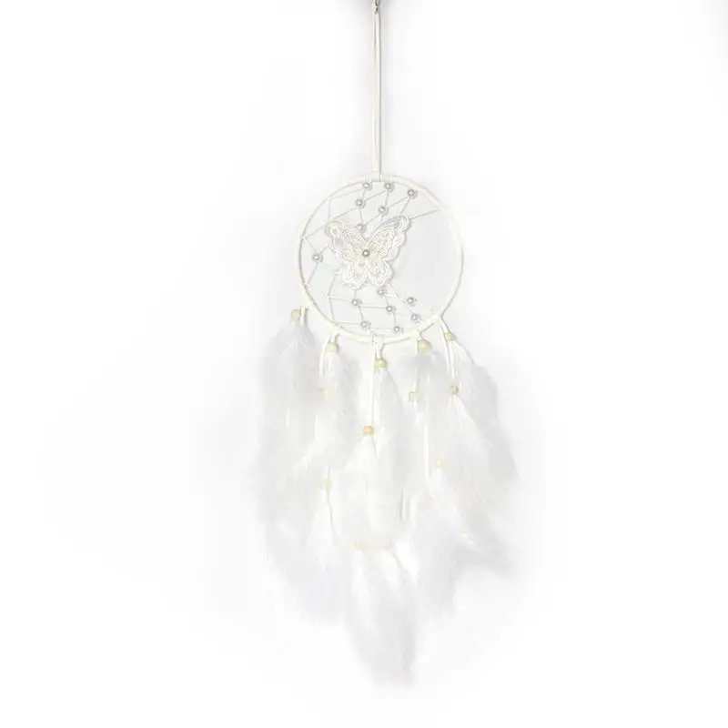 

New White Butterfly Dream Catcher Wind Chimes Pendant With Light Girl Room Decoration Pendant Girlfriend Birthday Gift Romantic