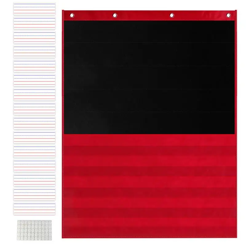 

Sentence Strip Pocket Chart Story Map Pocket Chart With 15 Dry Erase Cards And Stick On Area Red And Black Classroom Pocket