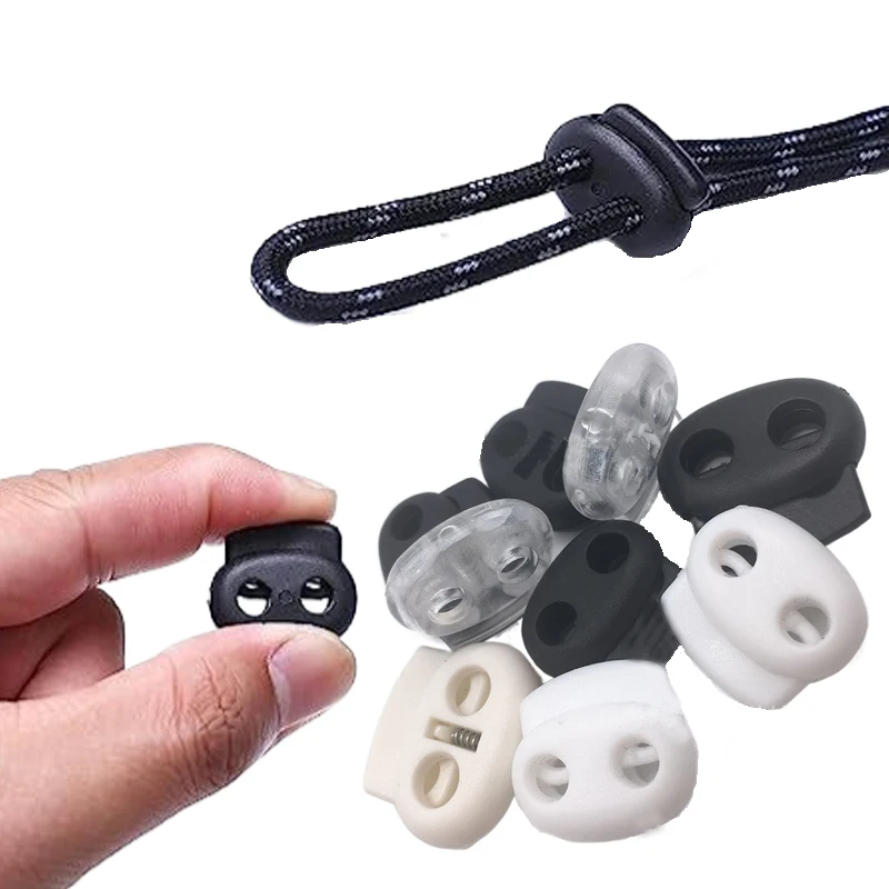 

500Pcs 4mm-5.5mm Twin Hole Plastic Stopper Cord Locks Bean Drawstring Toggle Clips Apparel Shoelace Sportswear Button Accessorie