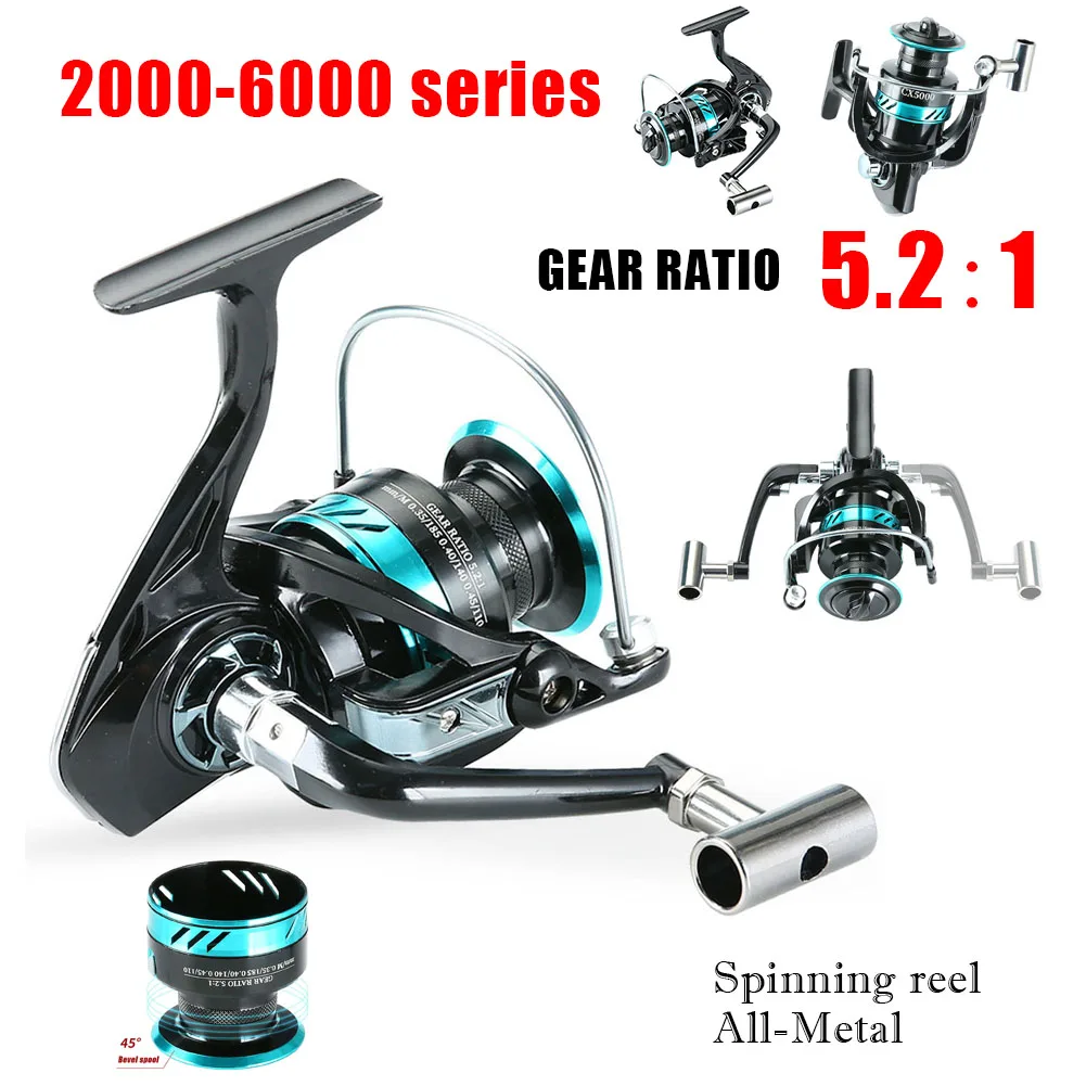 All Metal Fishing Reel 1000-6000 Spinning Reel 5.2:1 High Speed Lure Foldable Handle Freshwater Saltwater Fishing Reel Equipment
All Metal Fishing Reel 1000-6000 Spinning Reel 5.2:1 High Speed Lure Foldable Handle Freshwater Saltwater Fishing Reel Equipment