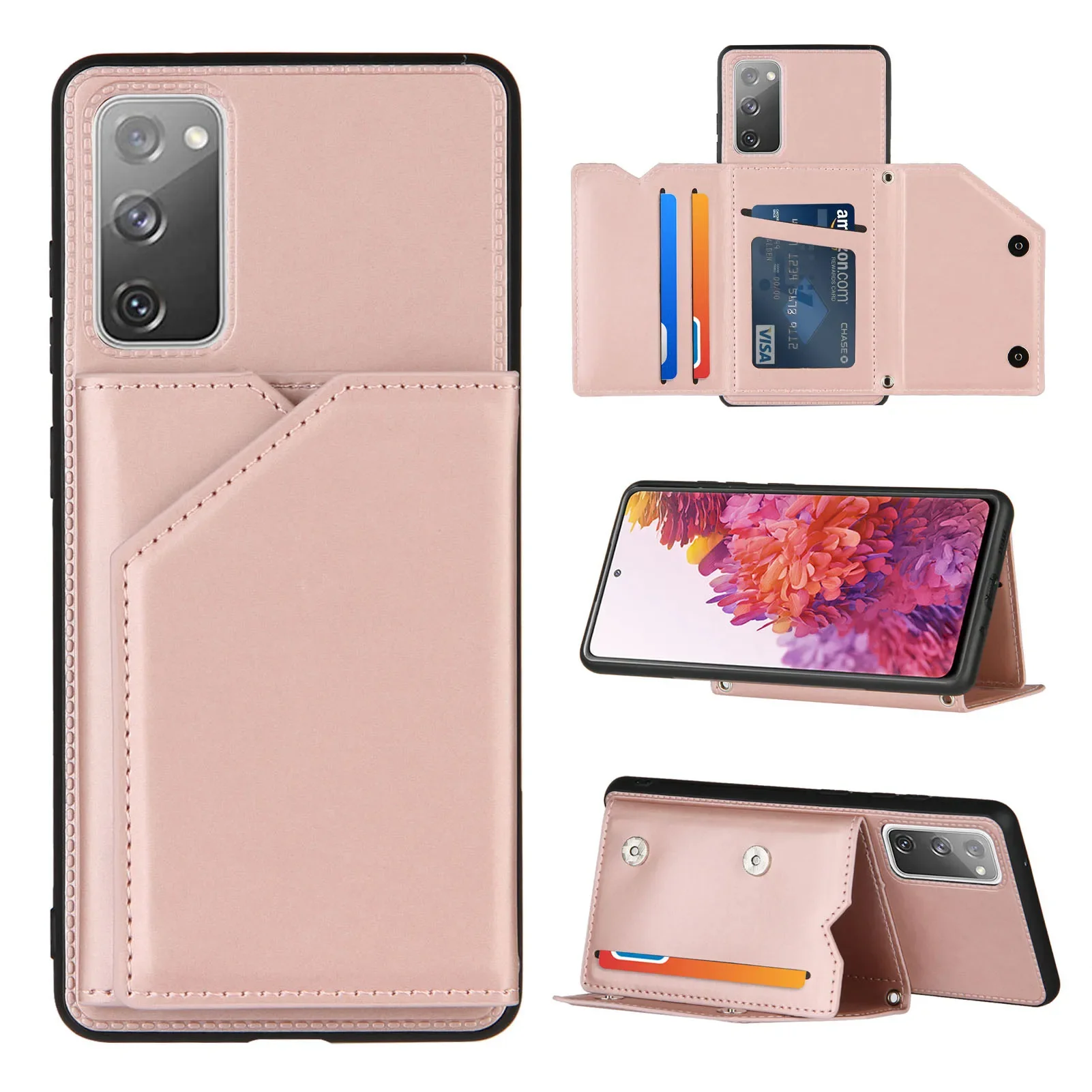 

Soft TPU Frame Phone Case For Samsung Galaxy S21 S20 FE S23 S22 Plus Note 20 Ultra A53 A52 Pu Leather Wallet Card Slots Cover