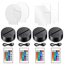 4 Pieces Clear Acrylic Sheets And 4 Pieces 3D Night LED Light Lamp Base For Restaurant Room Shop Bar Cafe (Black Base)
4 Pieces Clear Acrylic Sheets And 4 Pieces 3D Night LED Light Lamp Base For Restaurant Room Shop Bar Cafe (Black Base)