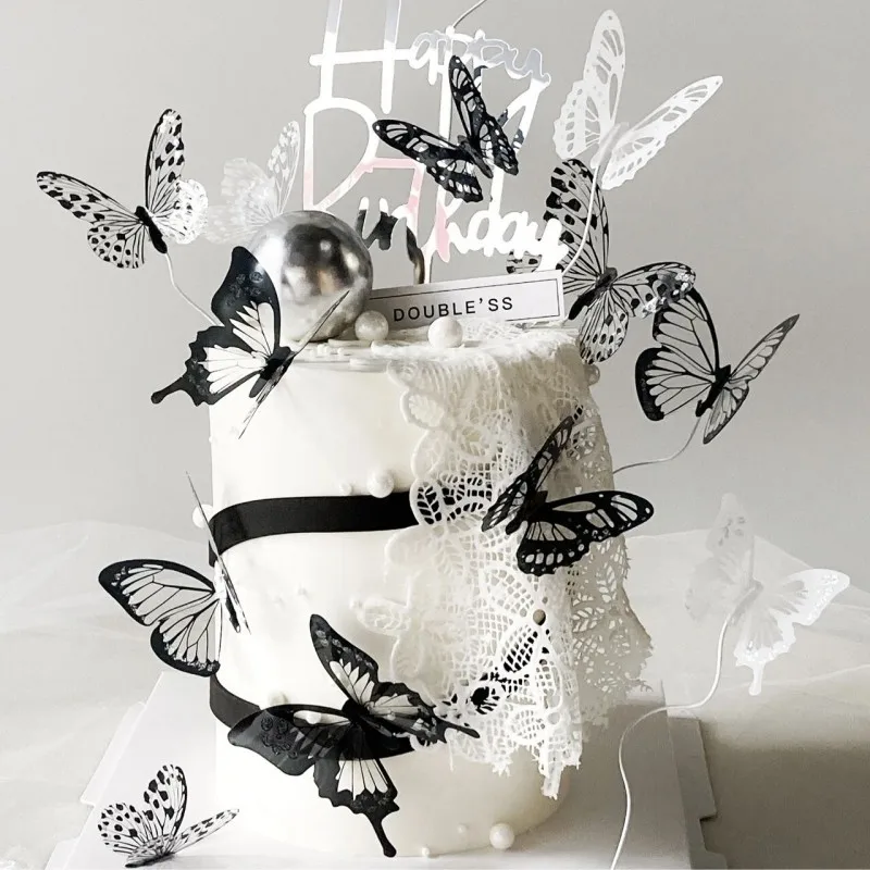Black White Butterfly Cake Decoration Handmade DIY Happy Birthday Cake Toppers Kids Girls Birthday Wedding Party Cake Supplies
Black White Butterfly Cake Decoration Handmade DIY Happy Birthday Cake Toppers Kids Girls Birthday Wedding Party Cake Supplies