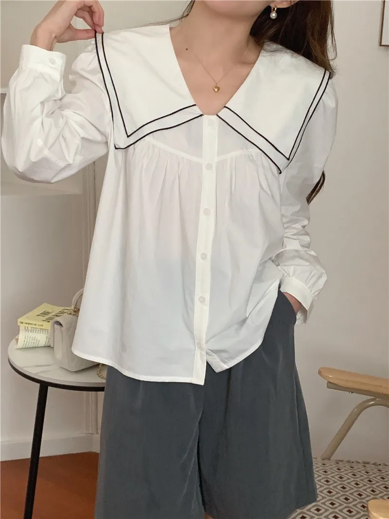 

Summer Women Blouse Spring Shirt Female Woman Blouse Maxi Blusas Chiffon Casual Elegant Vintage Long Sleeve Oversize Loose White