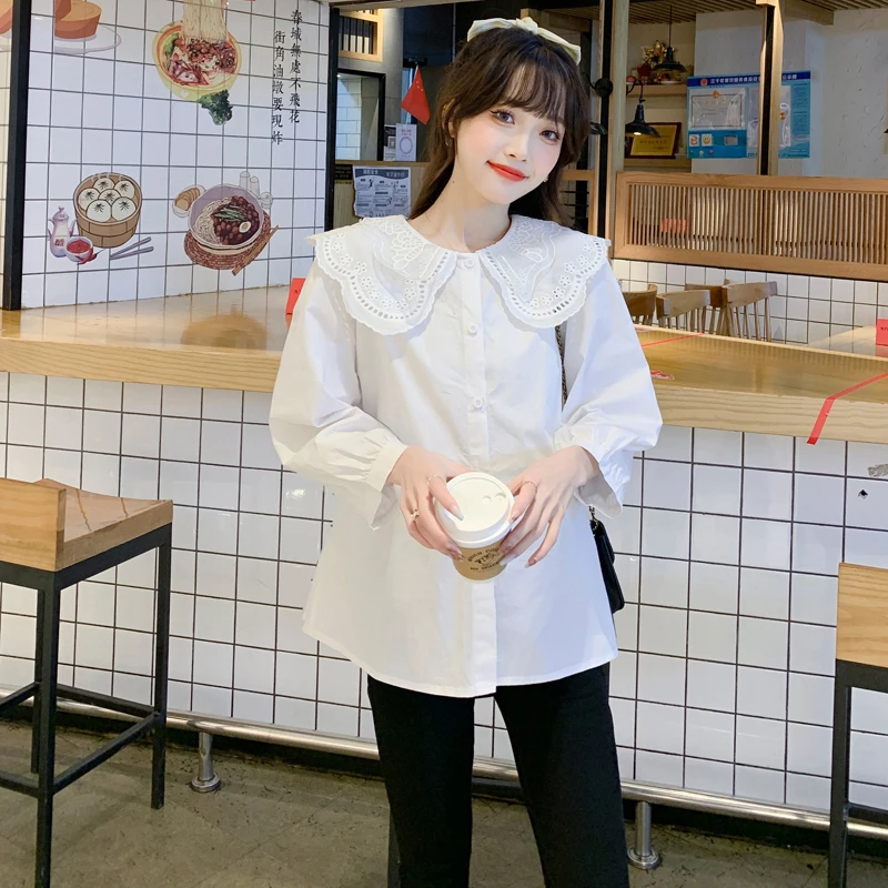 Pregnant Women Sweet Lactation Shirts Long Sleeve Peter Pan Collar Maternity Cotton Blouses Fashion Nursing Shirts Blue White
Pregnant Women Sweet Lactation Shirts Long Sleeve Peter Pan Collar Maternity Cotton Blouses Fashion Nursing Shirts Blue White