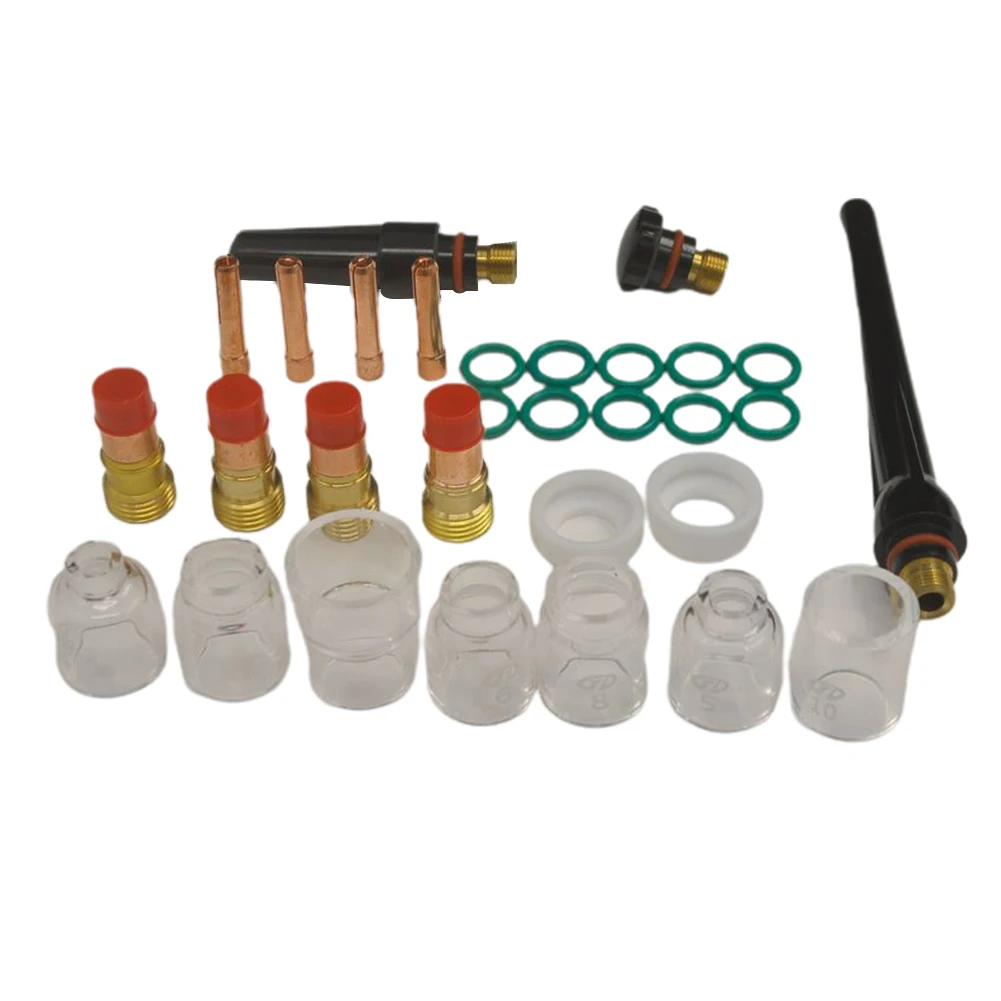 30Pcs TIG Welding Torch Stubby Gas Lens 4# 5# 6# 7# 8# 10# 12# Glass Cup Kit Fits WP-17/18/26 Tig Welding Accessories
30Pcs TIG Welding Torch Stubby Gas Lens 4# 5# 6# 7# 8# 10# 12# Glass Cup Kit Fits WP-17/18/26 Tig Welding Accessories