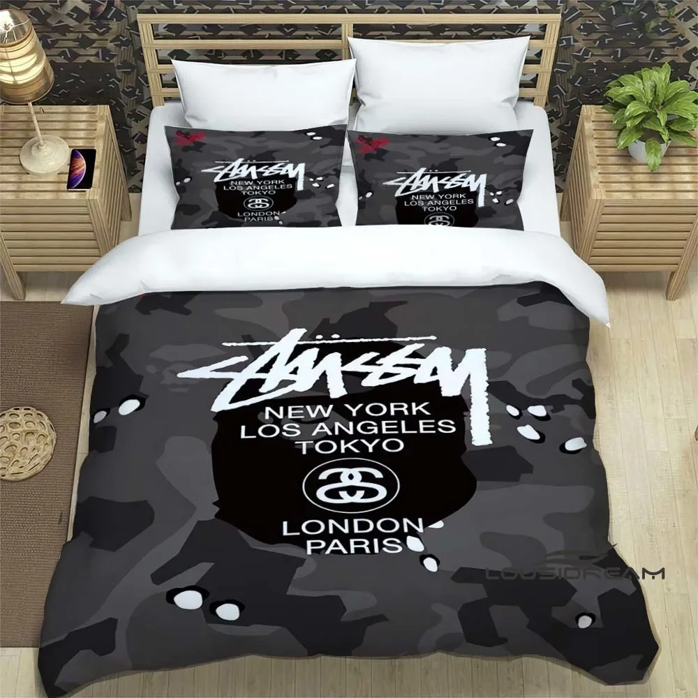 

Fashion S-Stussy Bedding Set Fashion 3D Printing Home Decoration Boy Girl King Size Bedding Set Quilt Cover Pillowcas