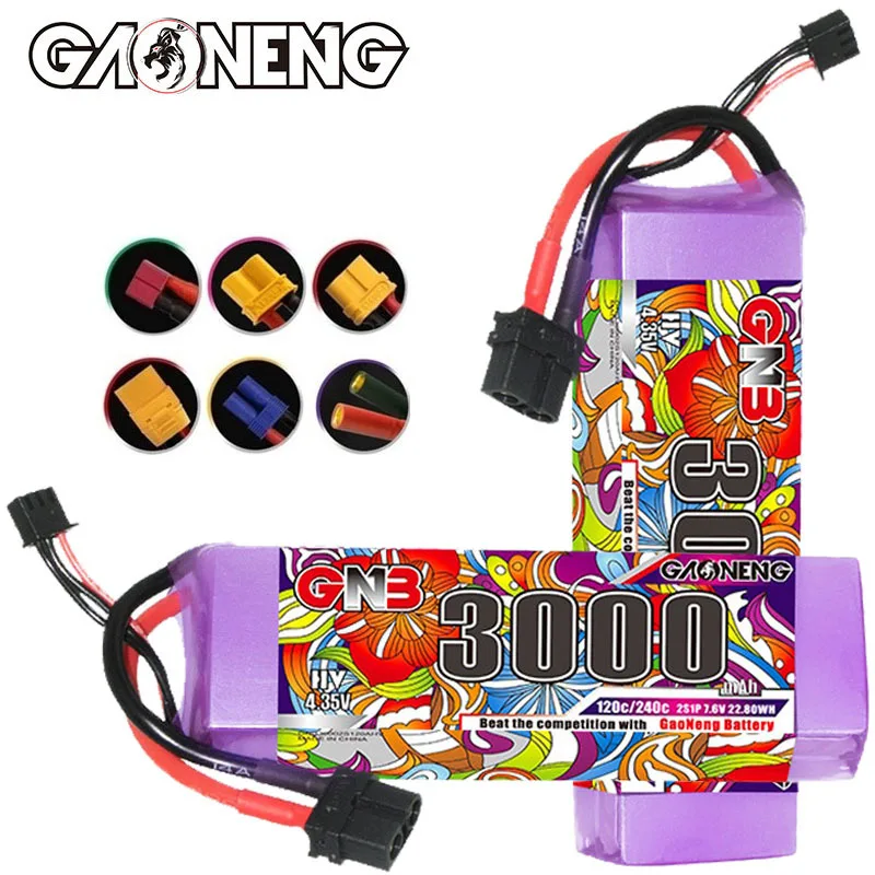 

GNB 7.6v 3000mAh 120C/240C Lipo Battery For RC Helicopter Quadcopter FPV Racing Drone Spare Parts HV 2s 7.6v Drones Battery 2Pcs