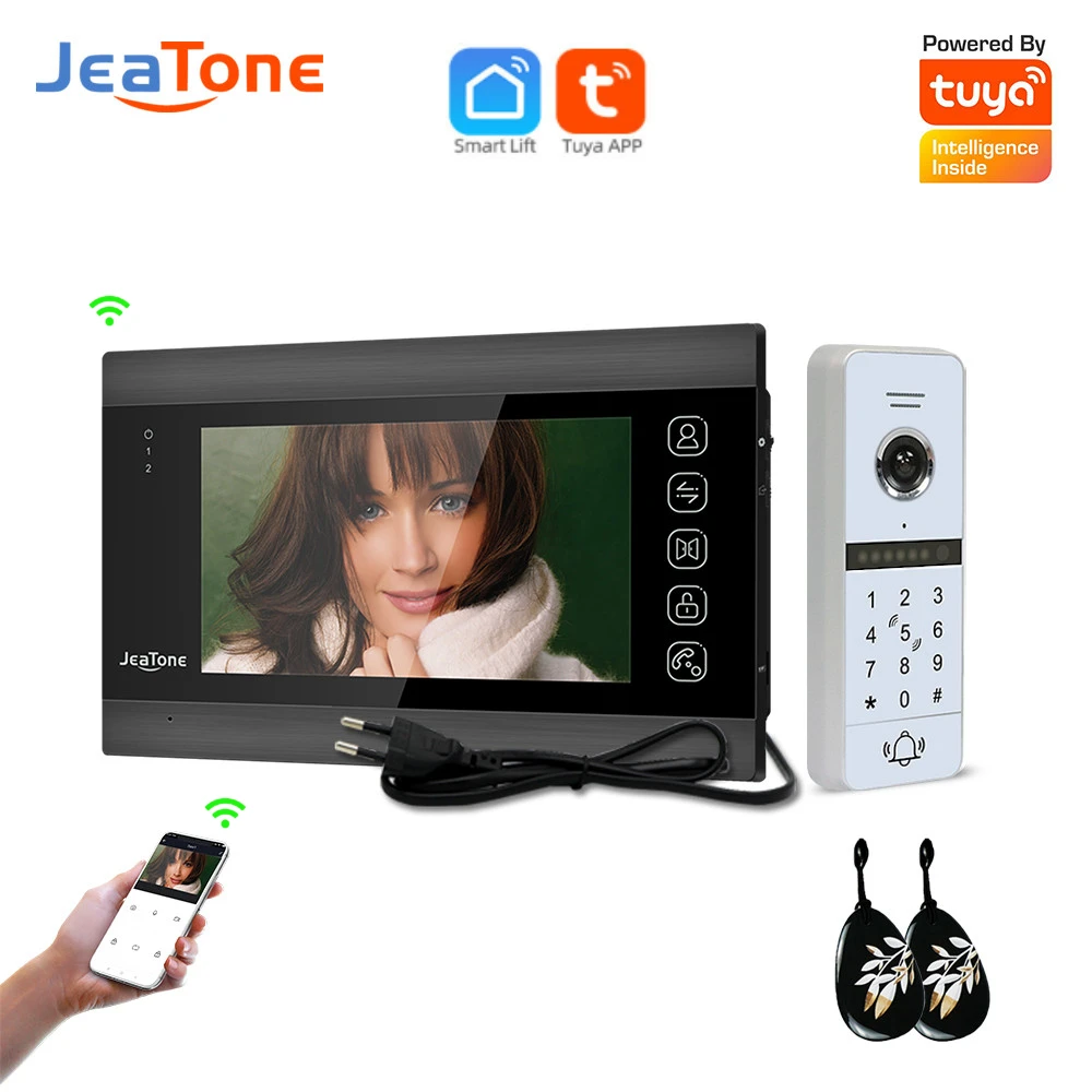 

【Tuya 1080P】Jeatone 7Inch Wireless Video Intercom System Apartment Interphone FHD WiFi Video Doorphone Home Entry Door Eye