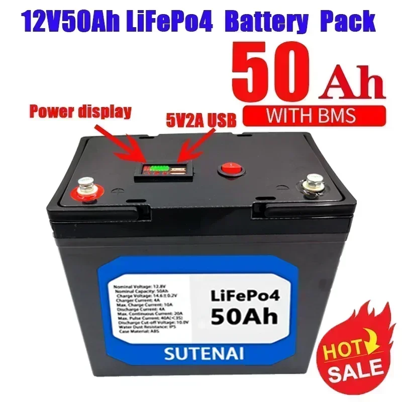 12V 50Ah Lithium Iron Phosphate Battery LiFePO4 Built-in BMS LiFePO4 Battery for Solar Power System RV House Trolling Motor
12V 50Ah Lithium Iron Phosphate Battery LiFePO4 Built-in BMS LiFePO4 Battery for Solar Power System RV House Trolling Motor