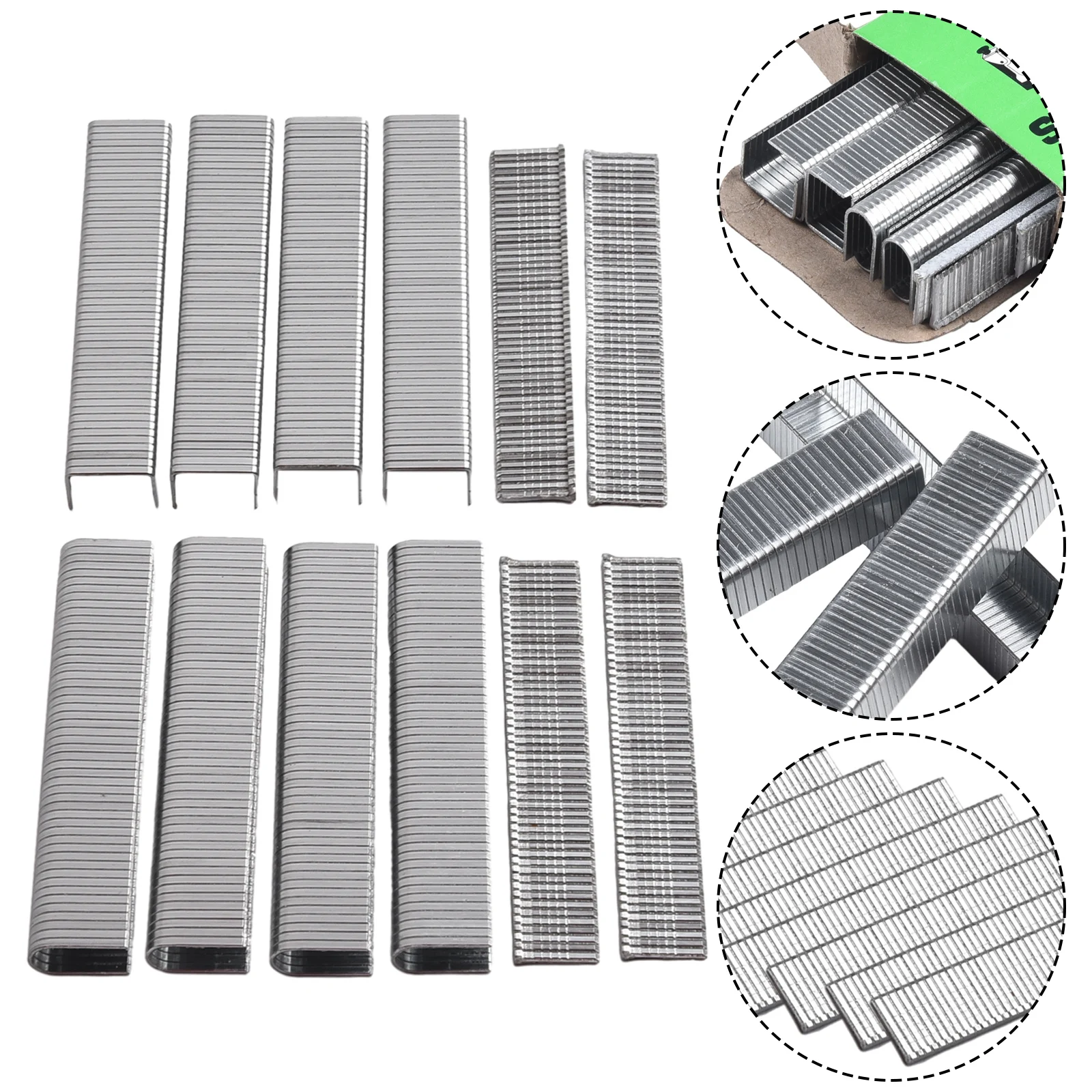 

600pcs Staples Nails Tools U/ Door /T Shaped 8mm/10mm/12mm Household Packaging Stapler Steel Decoration Processing Fixed Tools