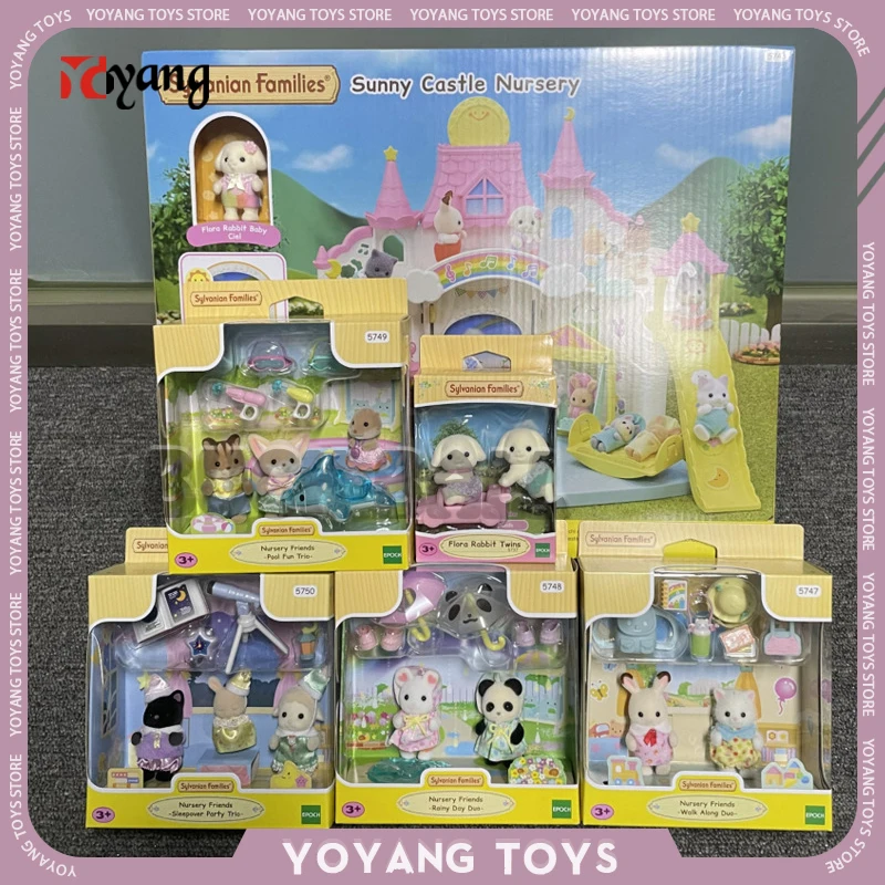 

Original Sylvanian Families Anime Figure Kindergarten Partner Rainy Equipment/go To School/water Fight Action Figurine Kids Toys