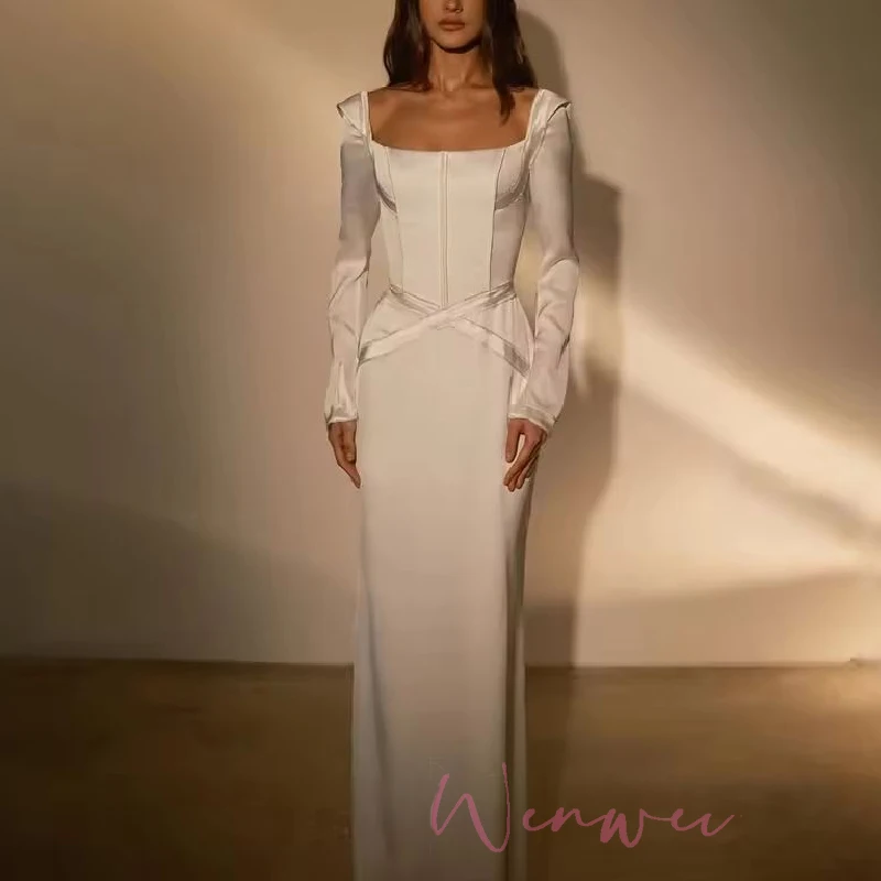 Modern Ivory Floor Length Mermaid Wedding Dress Stain Long Sleeves Bride Dresses Wedding Gowns Customized 1 S9450540c7e384e81a419fc452d820c56d