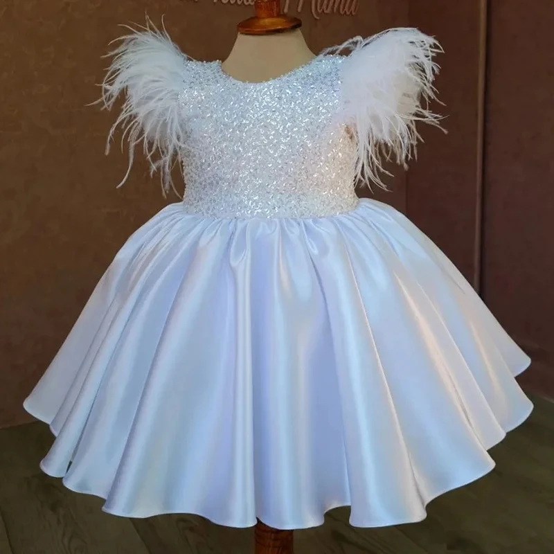 

New Baby sequin Baptism Dress for Girls Gown Toddler Kids Wedding Elegant 1st Birthday Party Princess Dress Tutu Evening Dresses