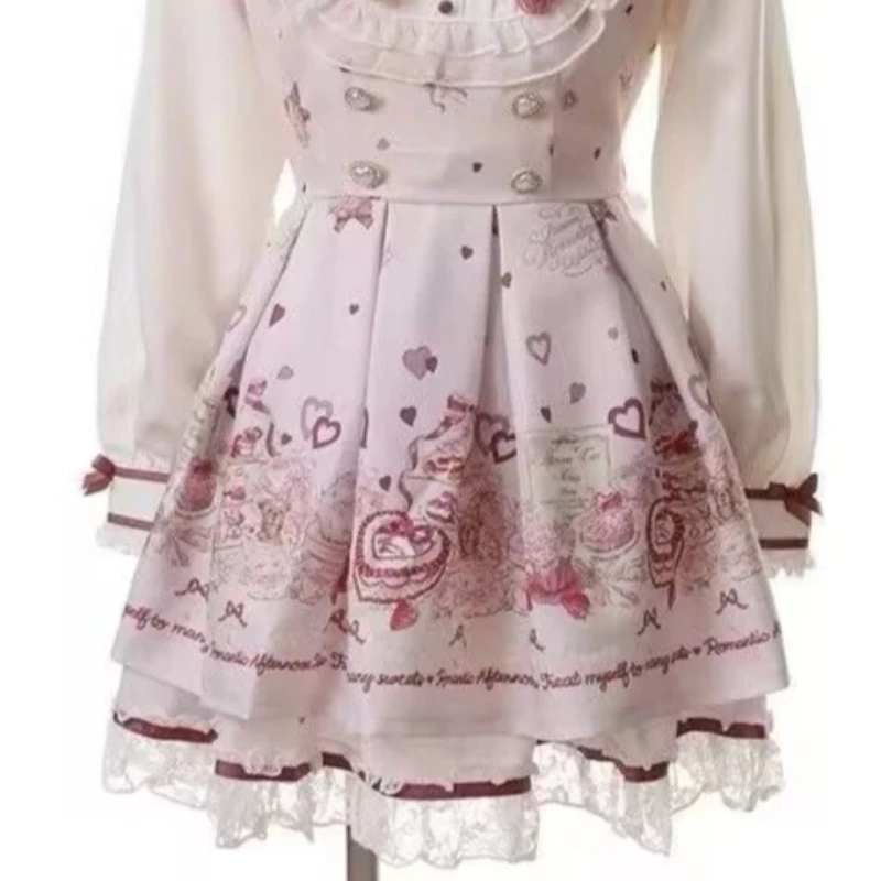 Japanese Kawaii Rhinestone Bow Dress Set Women Sweet Cute Lolita Style Lace Pearl Print Shirt Dresses Gothic Y2k Tea Party Dress 26 S9450650af0aa495096ef7b700feac869V