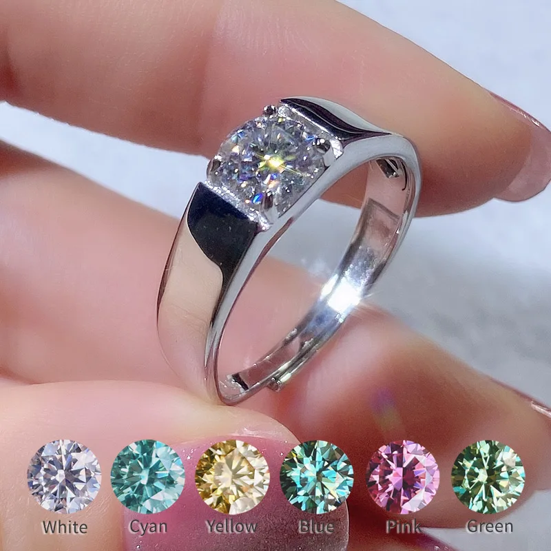 1-3ct Real Moissanite Ring For Men Classic Color Blue Pink Yellow Green Cyan Diamond Rings S925 Sterling Silver Not Adjustable
1-3ct Real Moissanite Ring For Men Classic Color Blue Pink Yellow Green Cyan Diamond Rings S925 Sterling Silver Not Adjustable