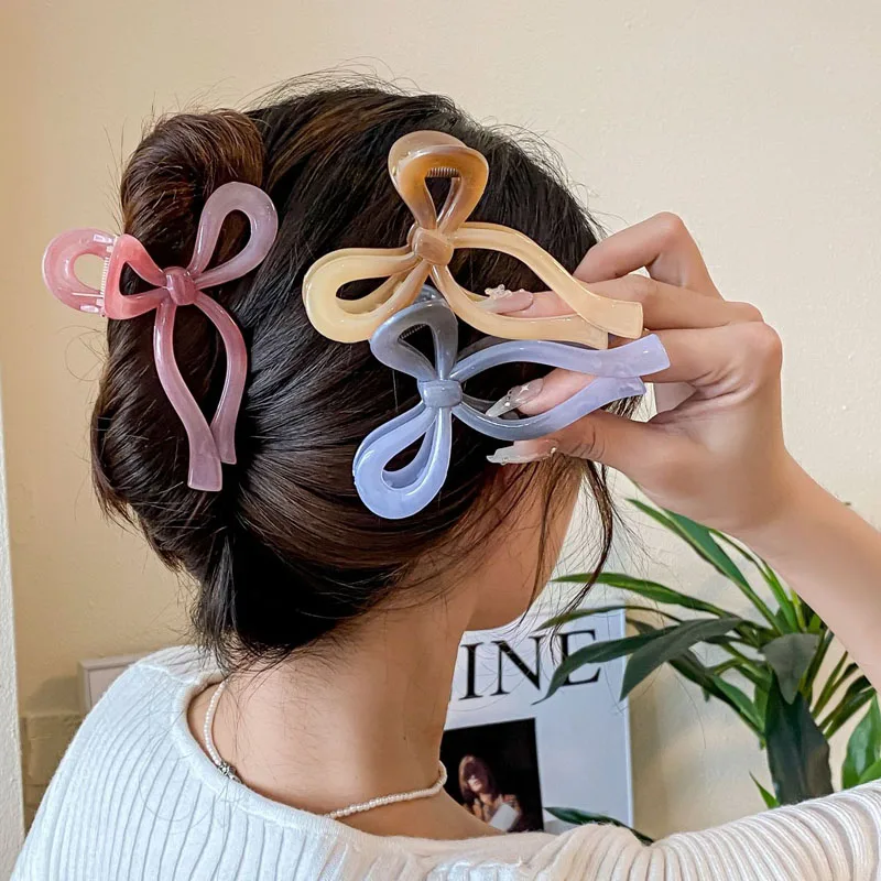 

Crab Hair Clips for Women Shark Jelly Clear Claw Clips Scissors Shape Clamp Barrette Hairpin Girls Hair Accessories
