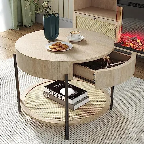 Coffee Table with Natural Rattan Woven Shelf and One Drawer, Boho Coffee Table, Rattan Coffee Table, Coffee Tables for Living Ro
Coffee Table with Natural Rattan Woven Shelf and One Drawer, Boho Coffee Table, Rattan Coffee Table, Coffee Tables for Living Ro