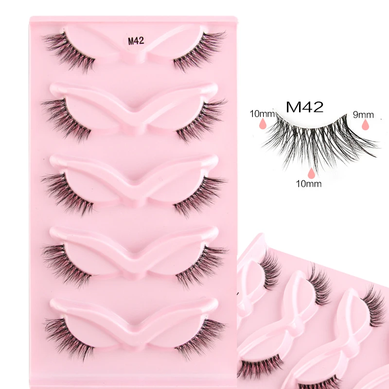 5/10 Pairs False Eyelashes Soft Natural Look Fluffy Wispy Lashes 3D Faux Mink Fake Eyelashes Clear Band Eye Lashes Make up 43 S94578a9a8cce461c8eded8bf47f3939au