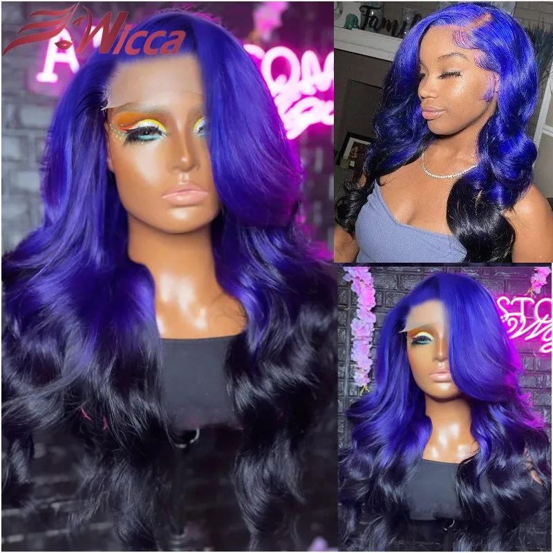 Blue Highlight Color Wavy Lace Front Human Hair Wigs 180% Blue Remy Pre Plucked Brazilian Lace Frontal Wigs For Women
Blue Highlight Color Wavy Lace Front Human Hair Wigs 180% Blue Remy Pre Plucked Brazilian Lace Frontal Wigs For Women