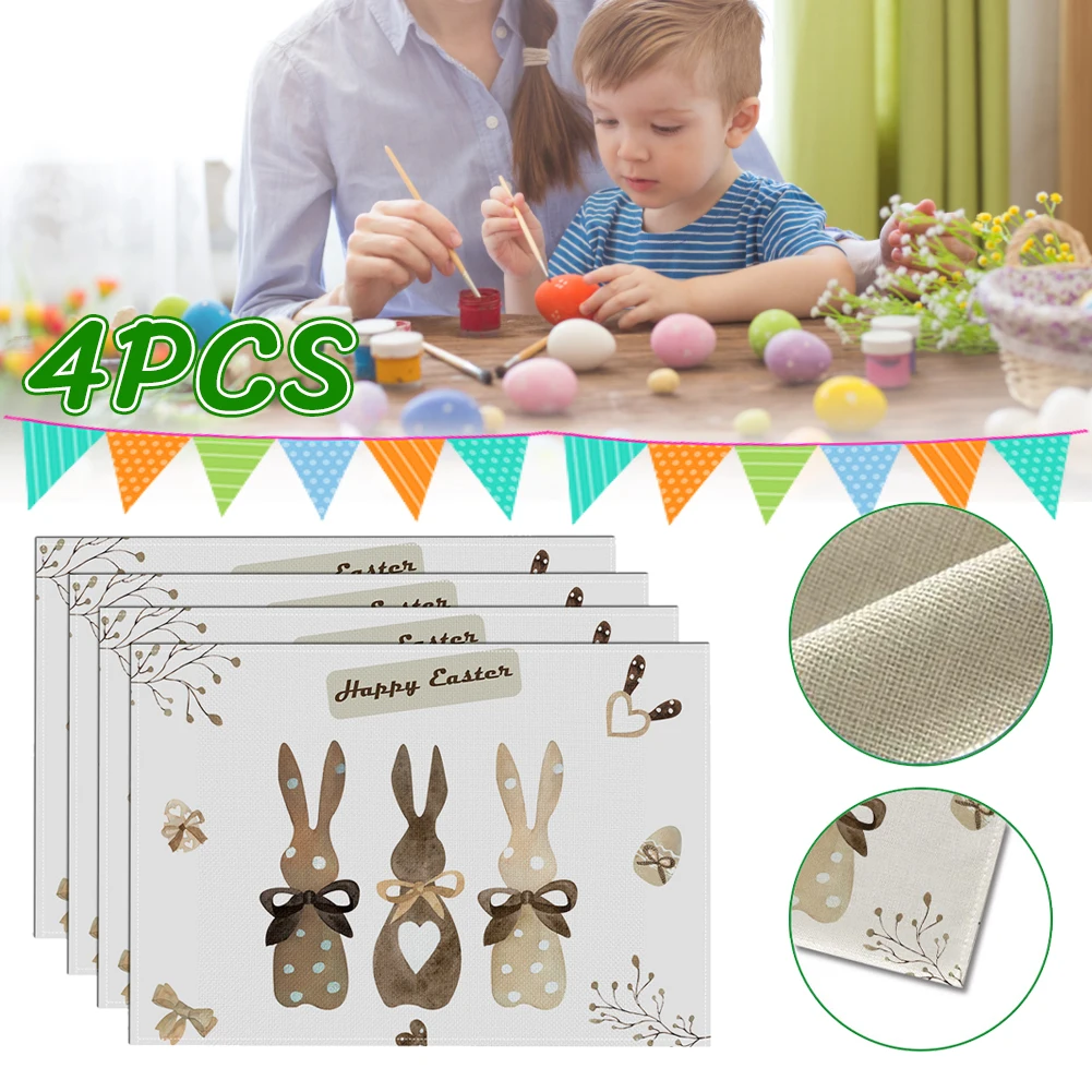 4Pcs Easter Bunny Placemats Linen Dining Table Mats Washable Heat Resistant Tableware Pad Cup Coaster Home Easter Decorations
4Pcs Easter Bunny Placemats Linen Dining Table Mats Washable Heat Resistant Tableware Pad Cup Coaster Home Easter Decorations