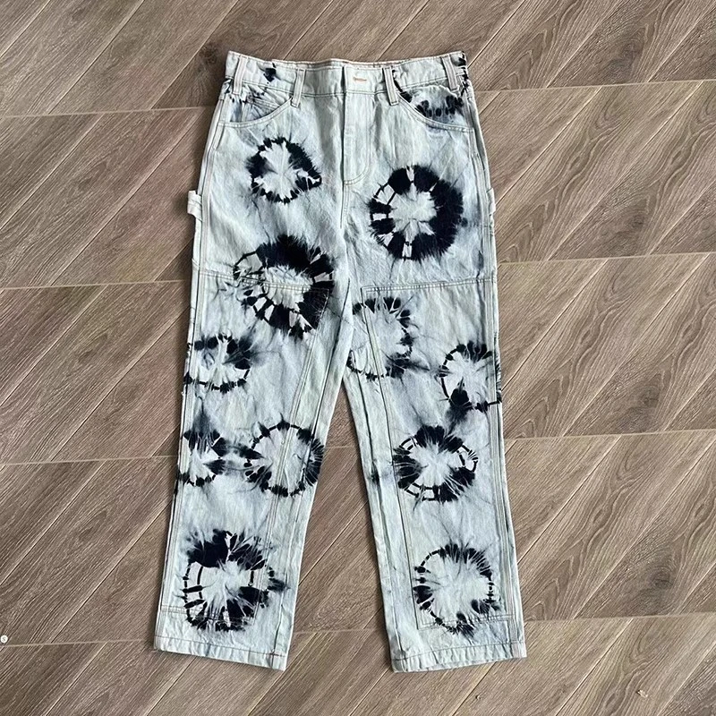 

GYM New Style Tie Dyed CPFM.XYZ Jeans Men Women Best Quality Washed CPFM XYZ Oversize Denim Trouser Hip Hop