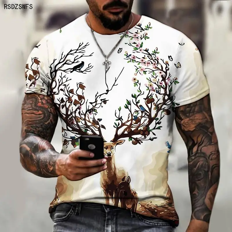 Elk 3D Animal Printing Summer Men's and Women's T-shirts 2021 New Street Home Casual Fashion Short-sleeved Tops Trend
Elk 3D Animal Printing Summer Men's and Women's T-shirts 2021 New Street Home Casual Fashion Short-sleeved Tops Trend