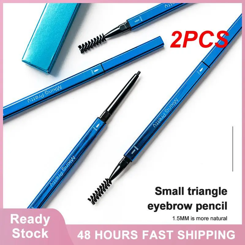 

2PCS Double Head Eyebrow Pencil Ultra Fine Triangle Brows Pen Long Lasting Waterproof Black Brown Tint Makeup Brow Enhance