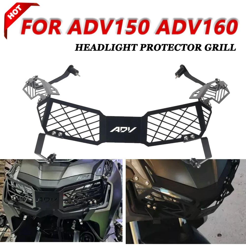 

For Honda ADV150 ADV 150 160 ADV160 2022 2023 2024 Motorcycle Parts Headlight Shield Guard Protector Headlamp Mesh Grille Cover