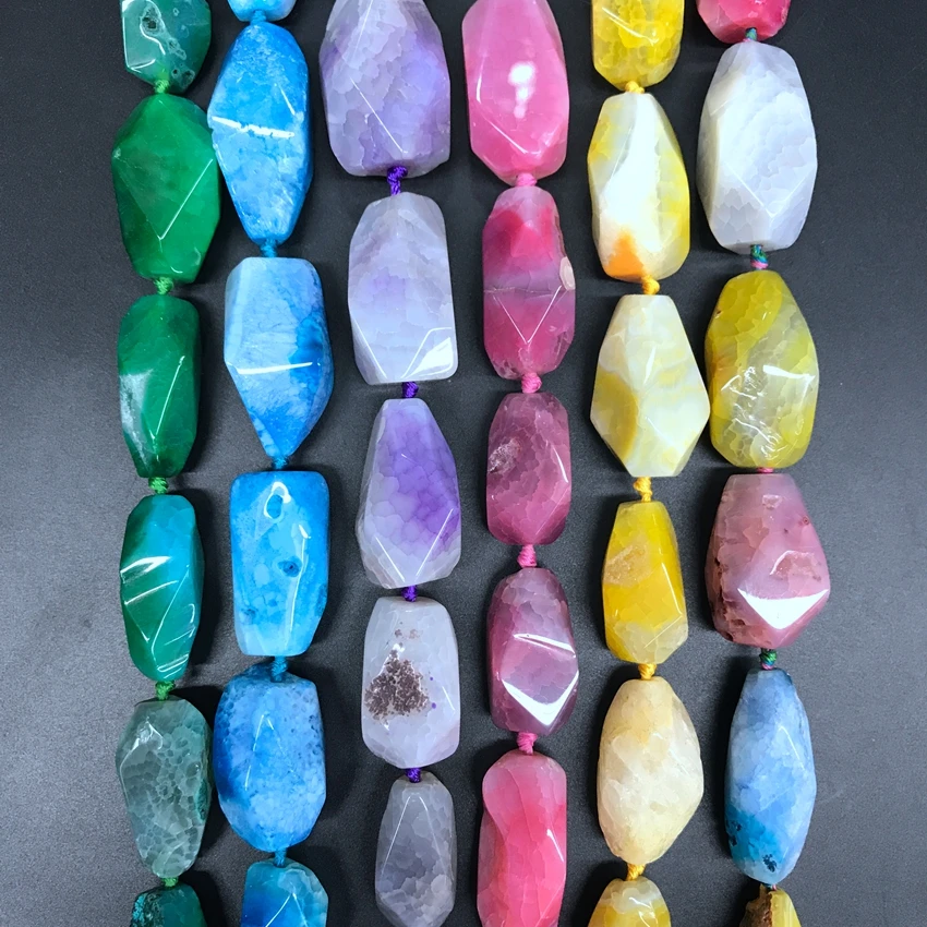 

Large Size Rainbow Dragon Veins Agates Faceted Nugget Loose Beads,Colourful Natural Onxy Pendants Necklace for Jewelry Making