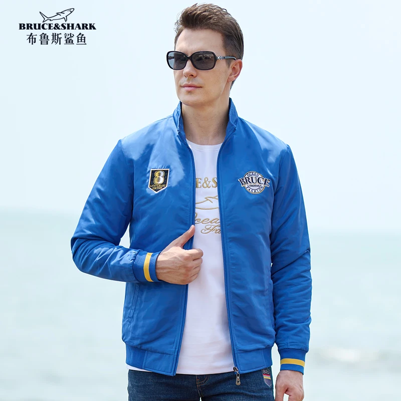 

Spring Autumn New Men‘s Thin Jackets Empty Inner Embroidery Bruce&Shark Men's Coats Loose Fashion Casual plus size 4Xl Male