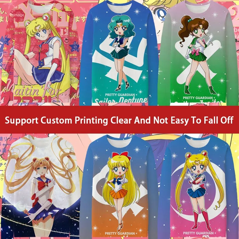

Sailor Moon Joint T-shirt Women's Long Sleeve Day Two Yuan Animation Peripheral Clothes Children's Water Ice Moon T-shirt