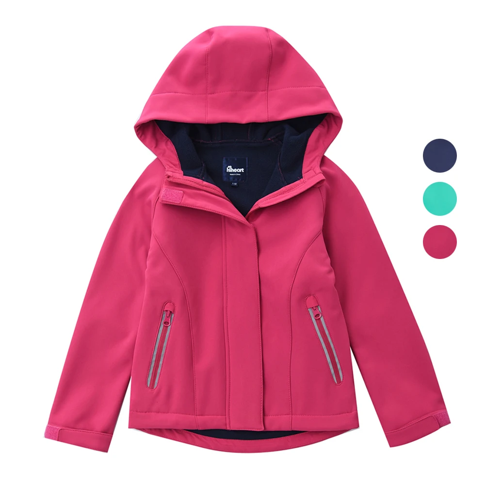 

New Spring Autumn 3-7T Boys Thick Hooded Outer Jackets Girls Full Sleeves Solid Coats Children Plush Lined Windproof Outerwear