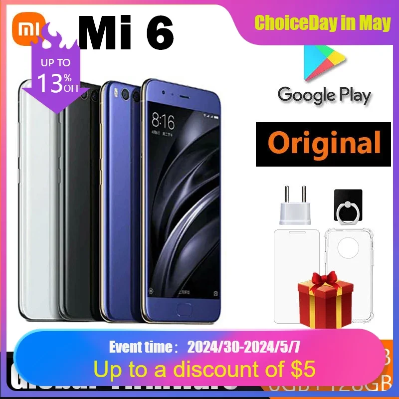

xiaomi 6 smartphone 5.15 inches 1080 x 1920 pixels Android 7.1.1 Fingerprint 3350 mAh Fast charging global version cellphone