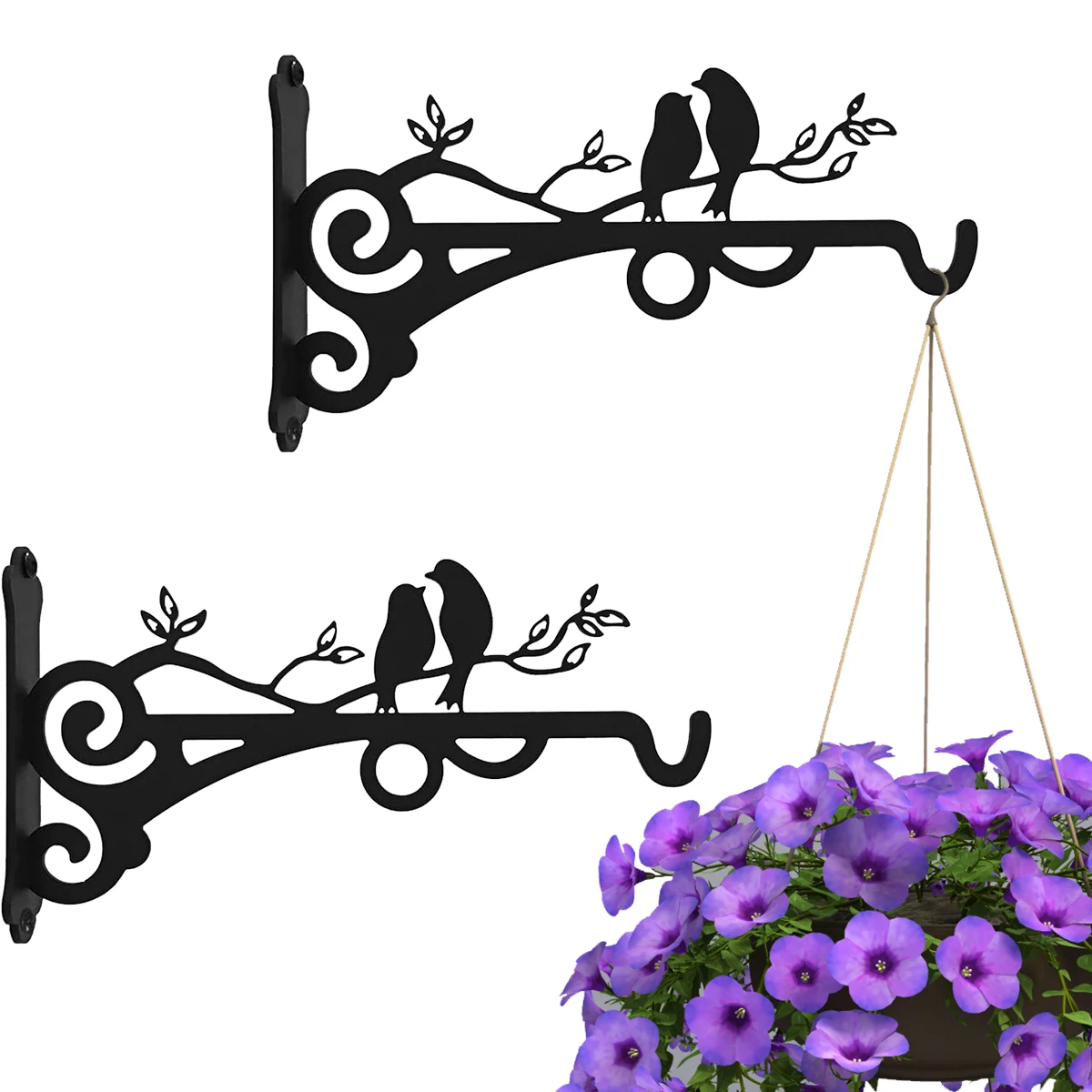 2pcs Plant Hanging Brackets Hooks Bird-Style Iron Flowerpot Hanging Rack Set Wall Mount Decorative Planter Hanger for Bird
2pcs Plant Hanging Brackets Hooks Bird-Style Iron Flowerpot Hanging Rack Set Wall Mount Decorative Planter Hanger for Bird