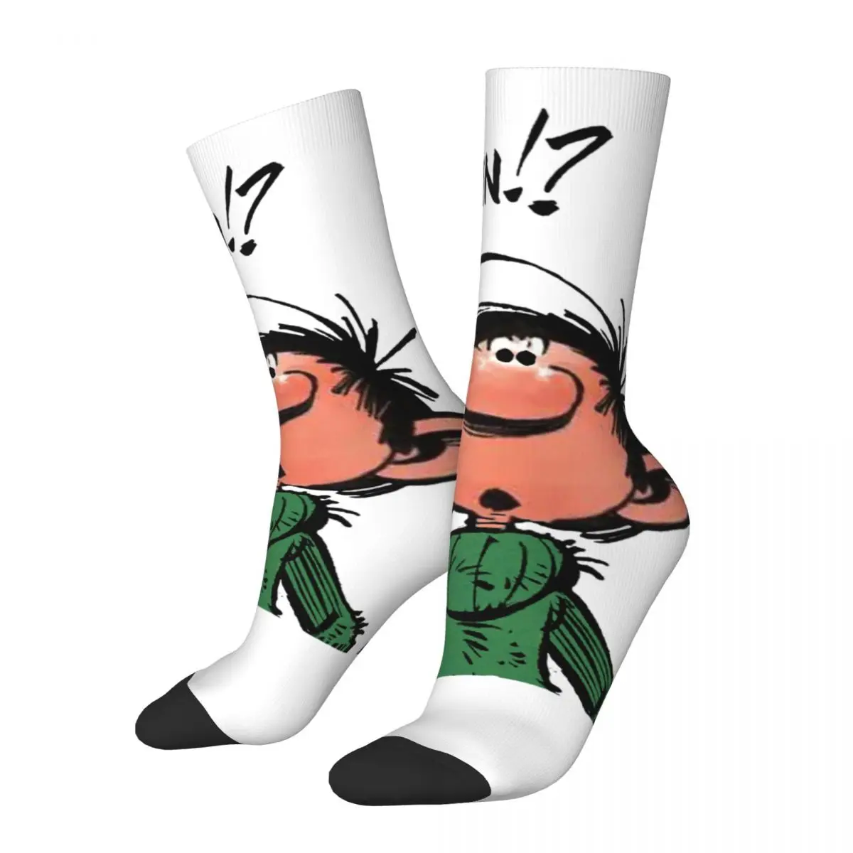 

Hip Hop Retro What Up Crazy Men's compression Socks Unisex Gaston Lagaffe Comics Harajuku Pattern Printed Funny Crew Sock Boys